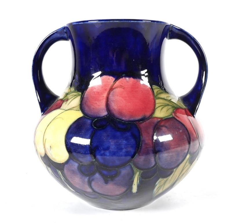 Appraisal: LARGE MOORCROFT HANDLED VASE high diameter shipping info This item