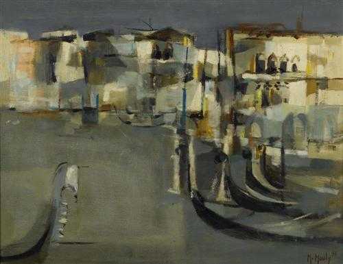 Appraisal: MOULY MARCEL Paris - Venice Oil on board Signed M