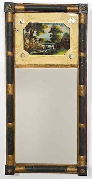 Appraisal: Late Classical Reverse Painted Mirror American th century A black