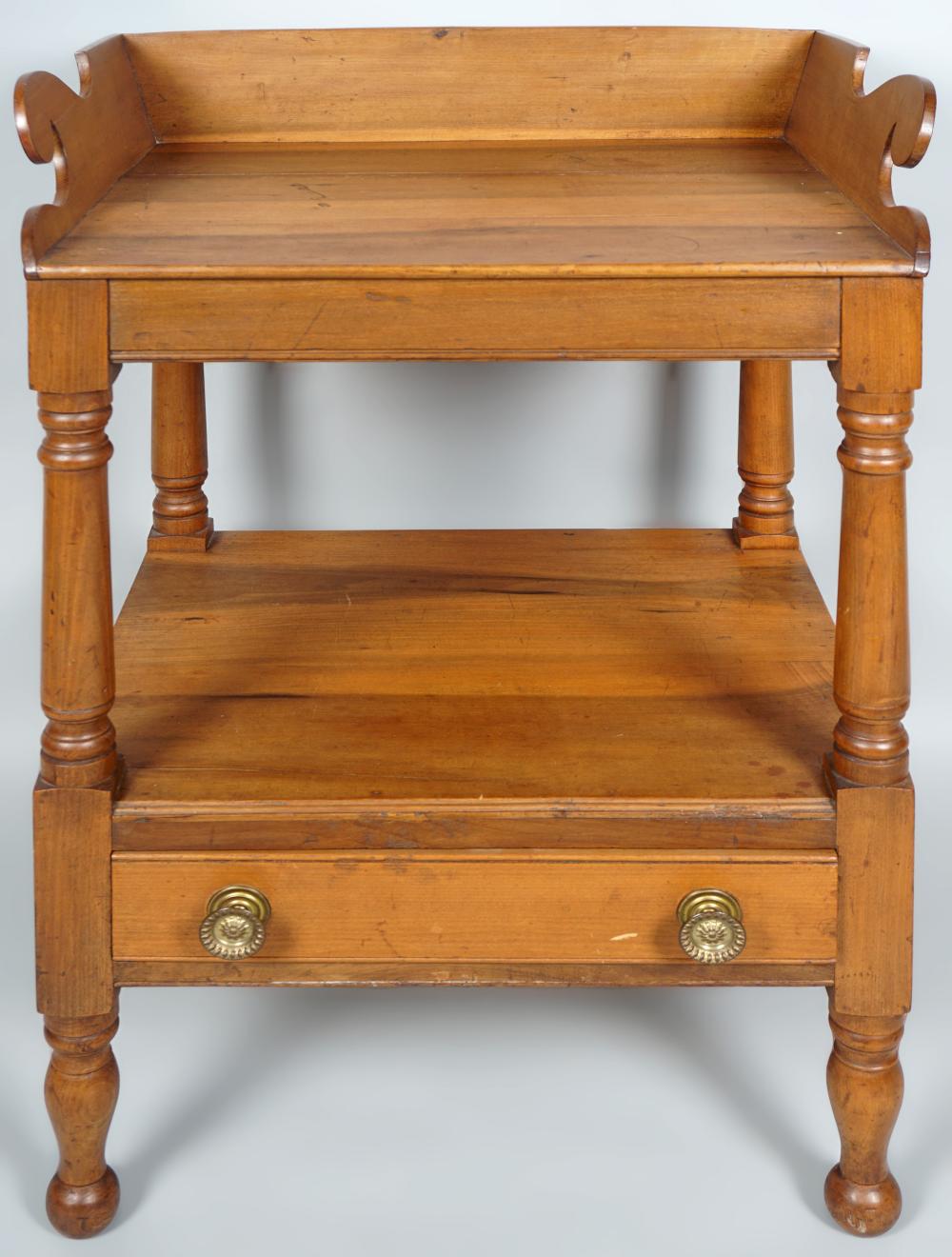 Appraisal: LATE FEDERAL MAHOGANY WORK STAND MID- TH CENTURY the canted