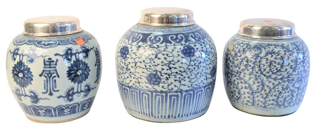 Appraisal: Three Chinese Blue and White Porcelain Ginger Jars each having