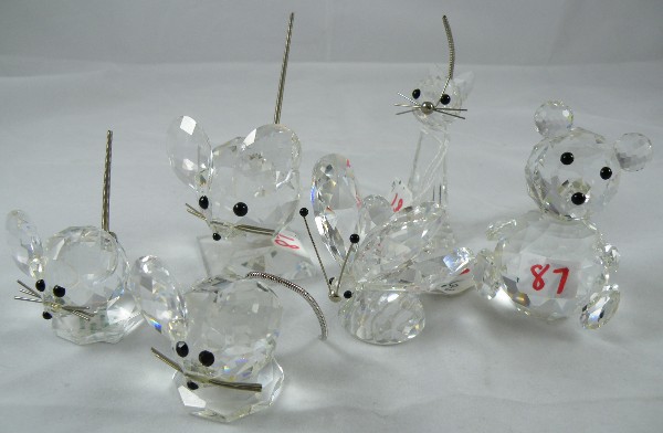 Appraisal: SIX SWAROVSKI CLEAR CUT CRYSTAL PIECES having faceted cut crystal