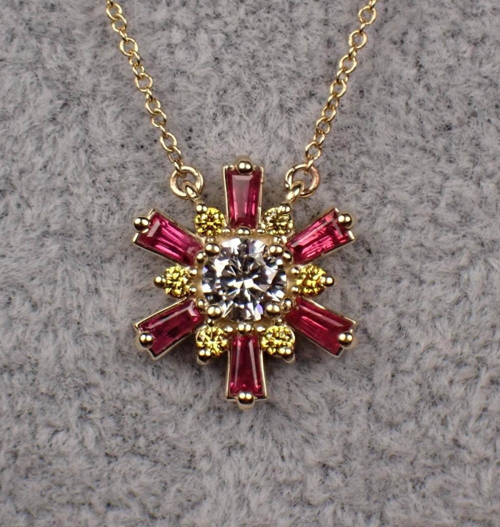 Appraisal: DIAMOND RUBY AND FOURTEEN KARAT GOLD NECKLACE with a k