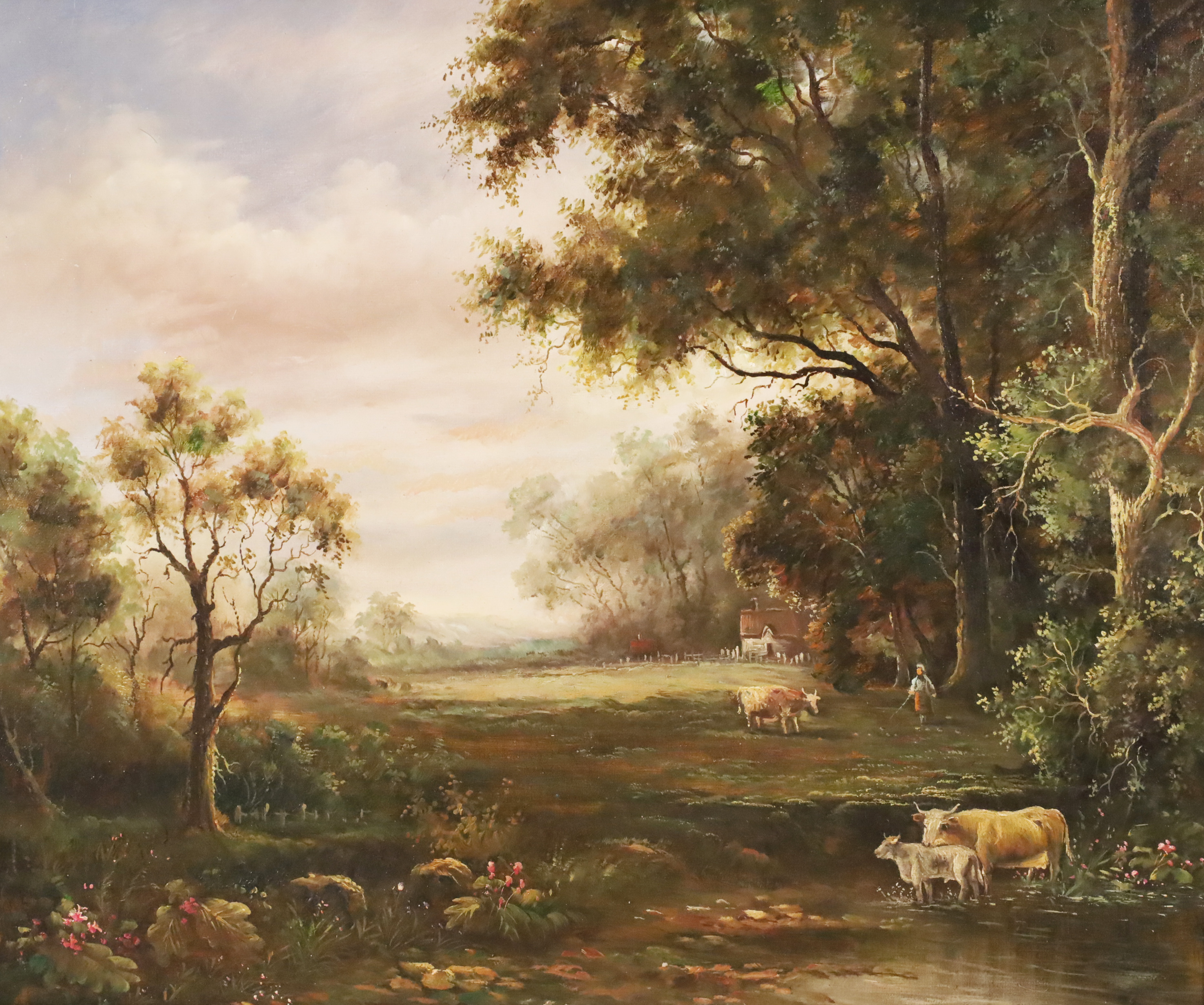 Appraisal: OIL ON CANVAS LANDSCAPE PAINTING Oil on canvas landscape painting