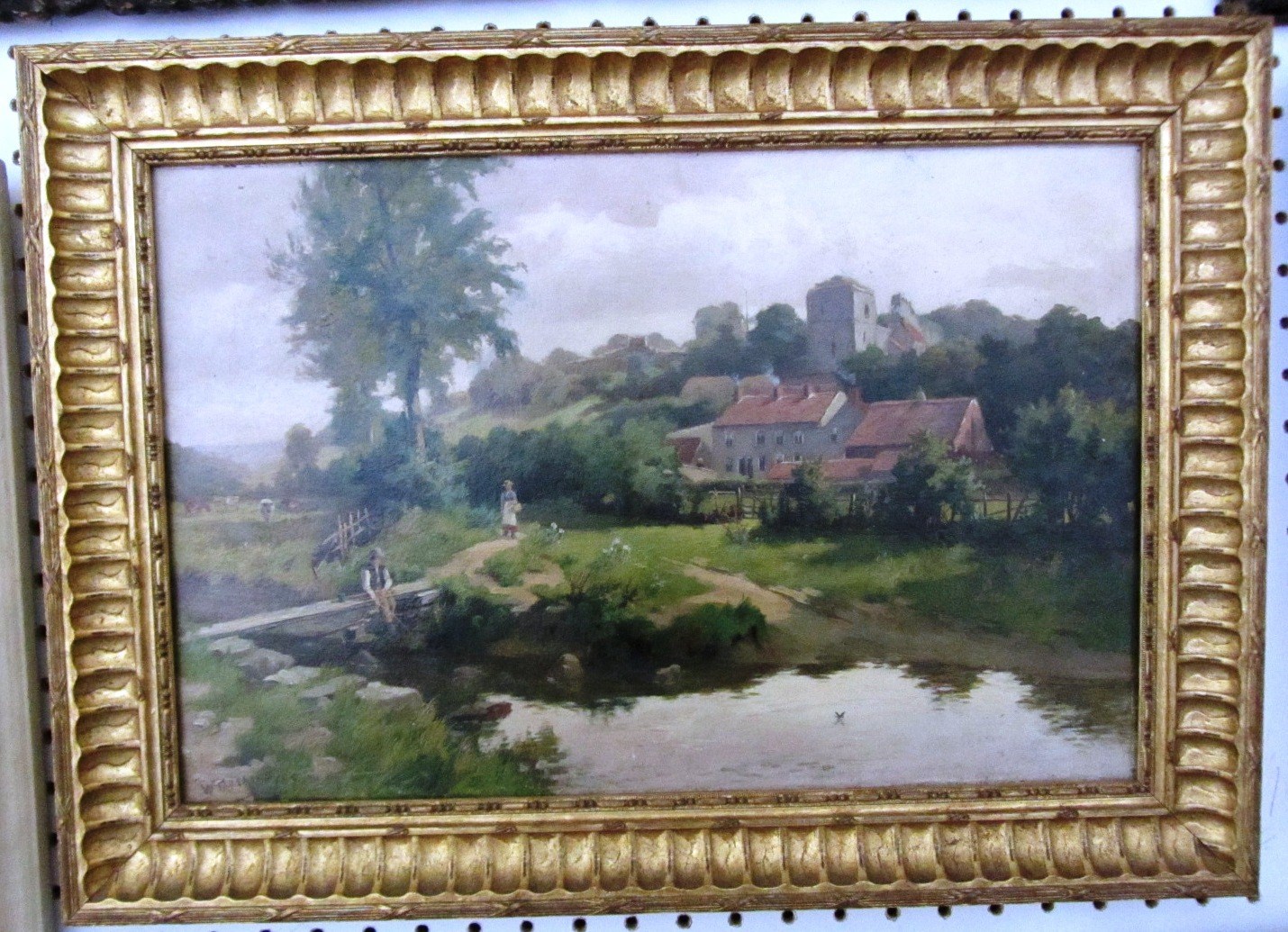 Appraisal: Walter Greaves - Fishing at the village brook oil on