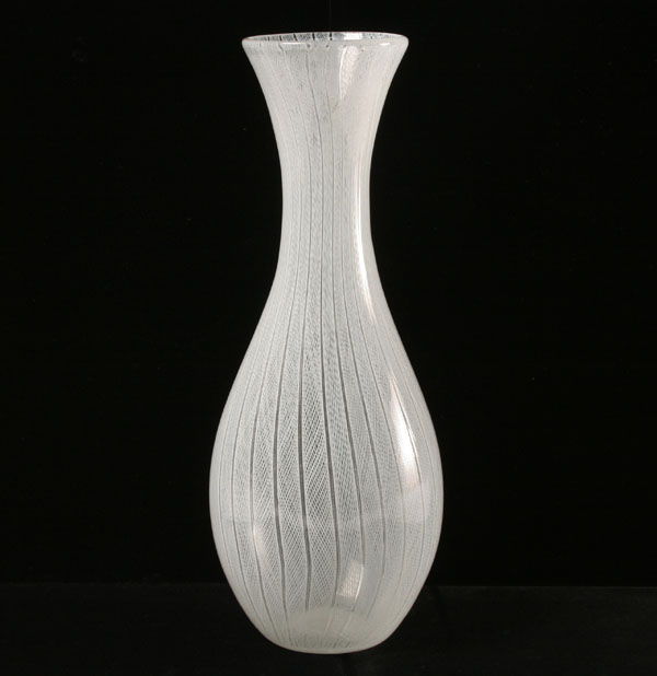 Appraisal: Large AVEM Murano Latticino White Art Glass Vase partial paper