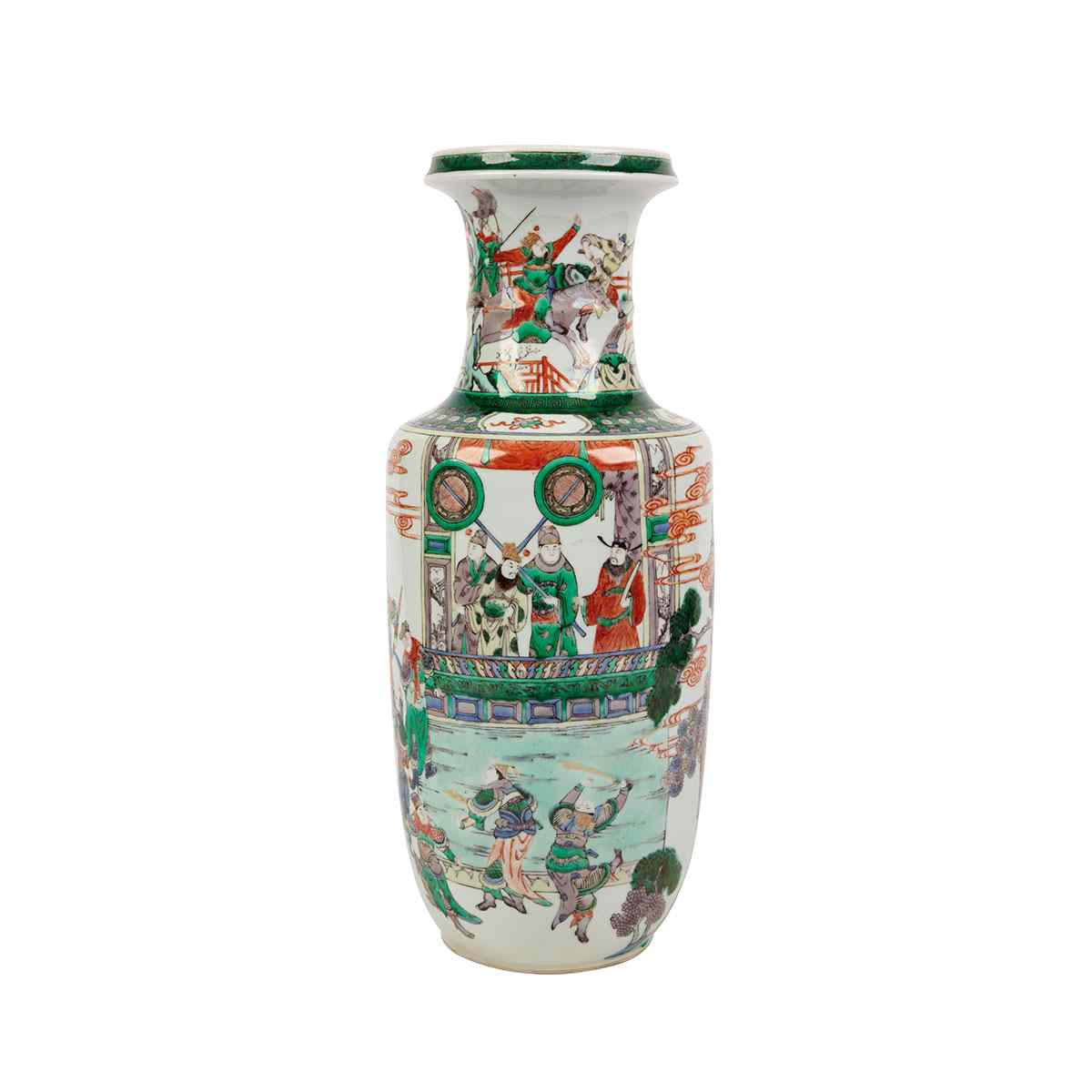 Appraisal: Famille Verte Rouleau Vase th Century With a continuous scene