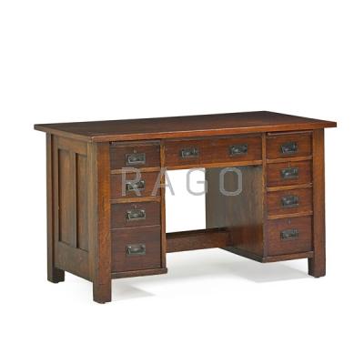 Appraisal: STICKLEY BROTHERS Eight-drawer office desk Condition Report