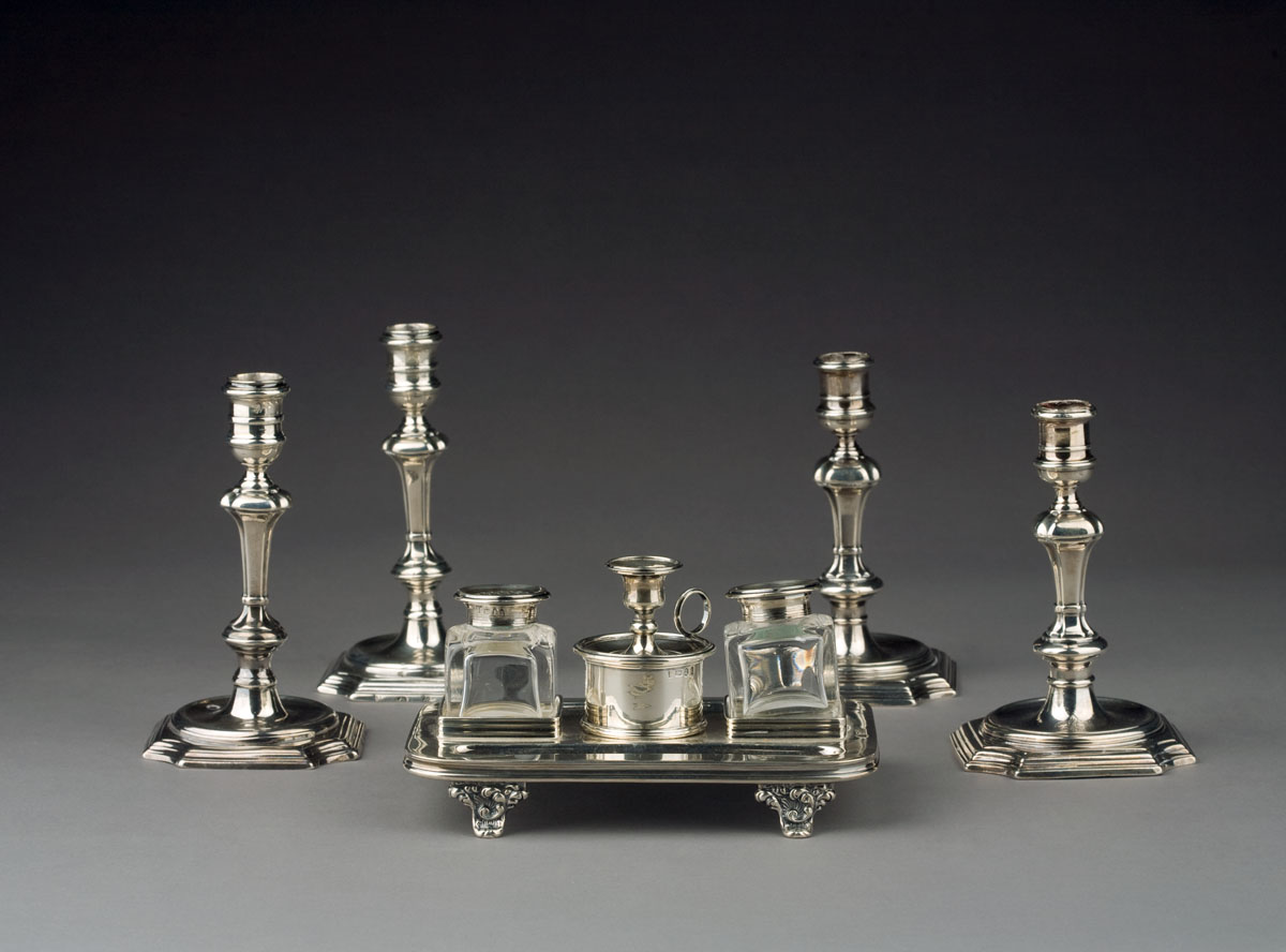 Appraisal: PAIR OF GEORGE I SILVER CANDLESTICKS LONDON THE FIRST -