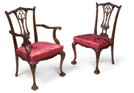 Appraisal: A set of eight George III style carved mahogany dining