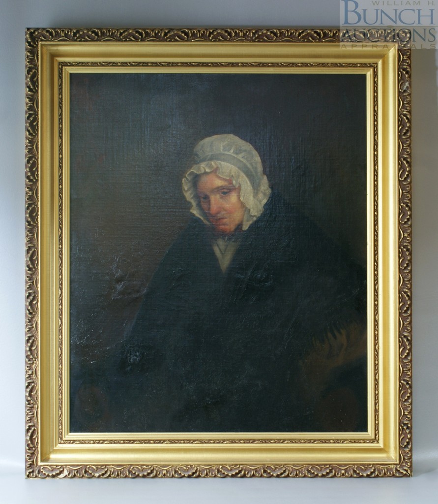 Appraisal: th c School o c laid on masonite portrait of