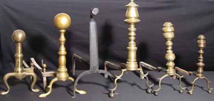 Appraisal: Six pairs of andirons th th century Tallest H in