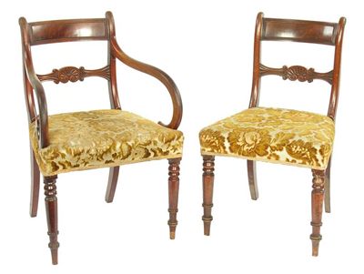 Appraisal: A late Regency mahogany open armchair with a carved shell