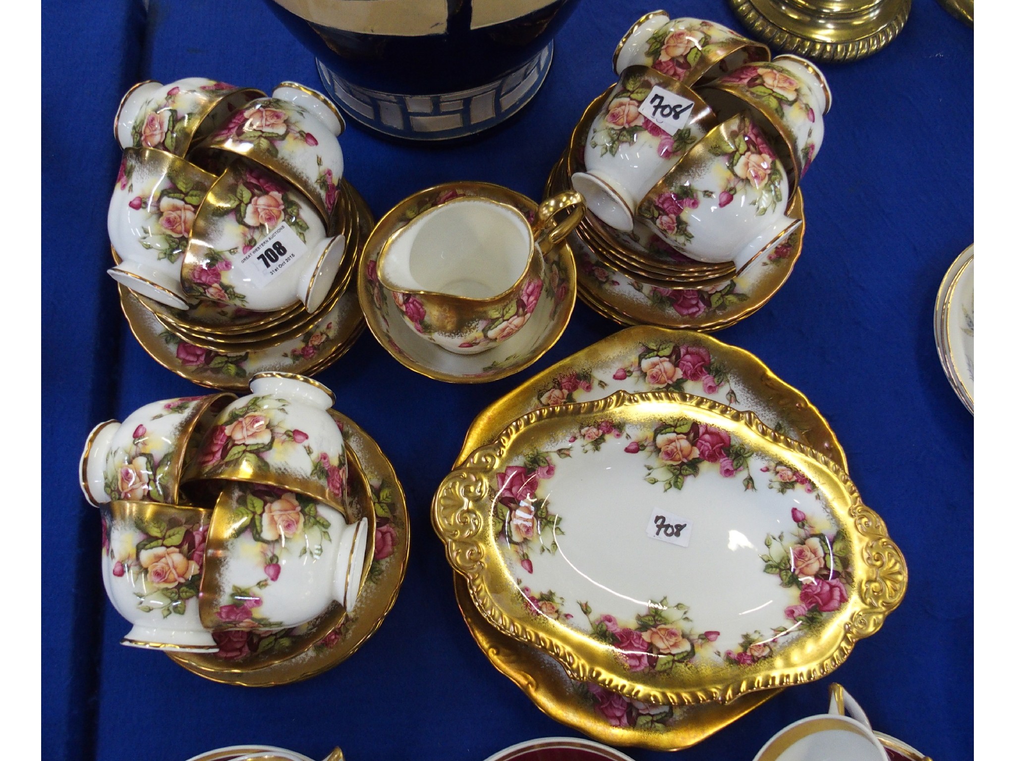 Appraisal: Royal Chelsea Golden Rose pattern tea set for twelve with