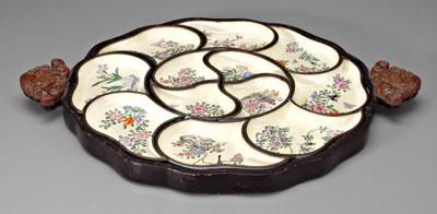 Appraisal: Chinese enameled metal serving dishes shaped pieces fitted together in