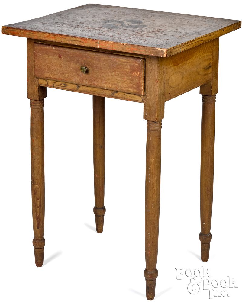 Appraisal: Pennsylvania Sheraton painted one-drawer stand Pennsylvania Sheraton painted poplar one-drawer