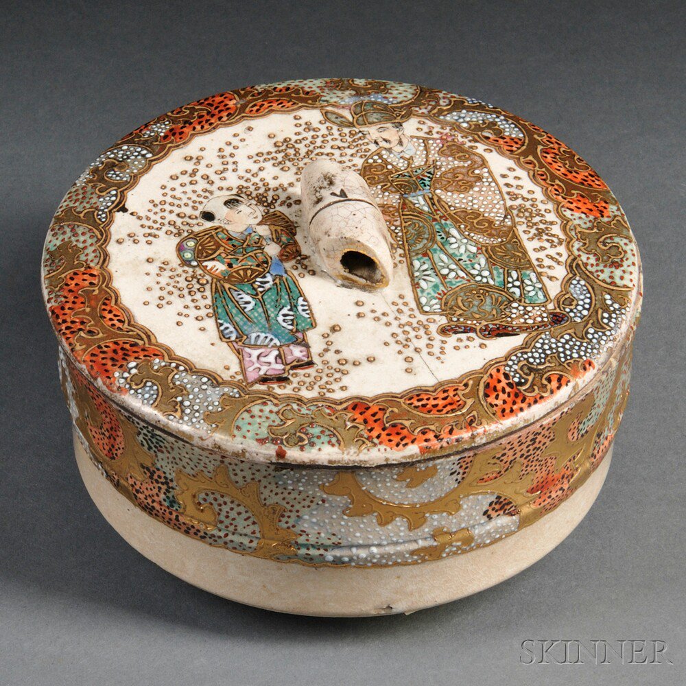 Appraisal: Covered Bowl Japan earthenware decorated and gilt with overglaze patterns