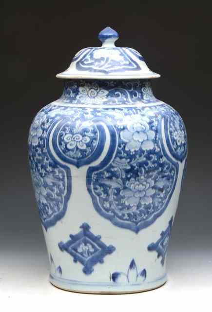 Appraisal: A CHINESE BLUE AND WHITE PORCELAIN BALUSTER VASE and cover