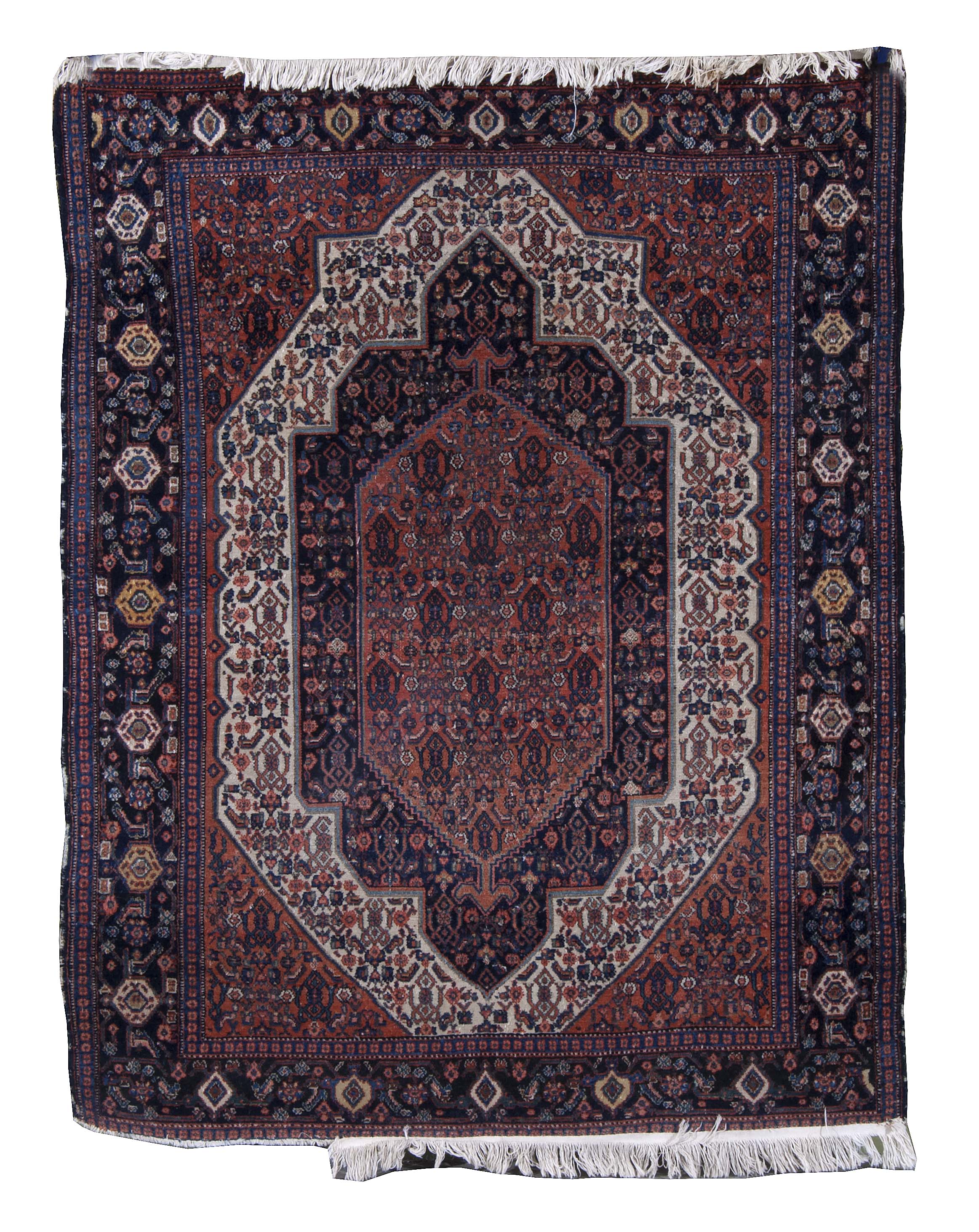 Appraisal: ORIENTAL RUG SENNA ' x ' Overlapping red and blue