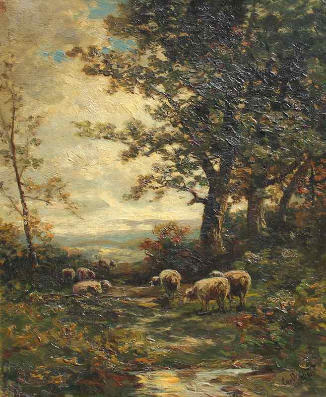 Appraisal: WEBER Carl Philip American - Sheep in a forest clearing