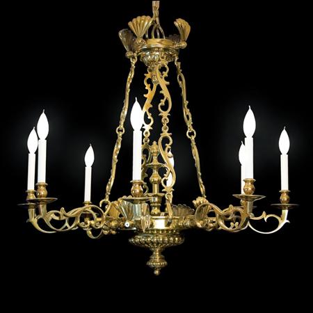 Appraisal: Victorian Brass Eight-Light Chandelier Estimate -