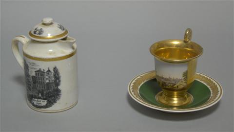 Appraisal: TOPOGRAPHICAL CABINET CUP AND A BERLIN SAUCER Late th century