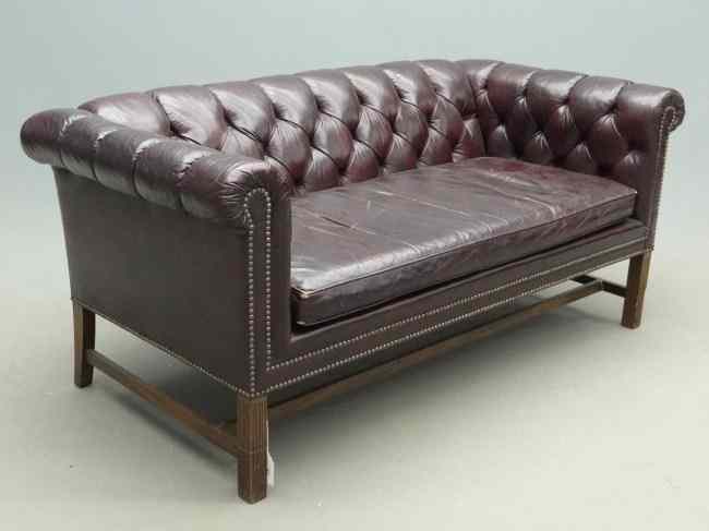 Appraisal: Chesterfield style leather sofa '' W