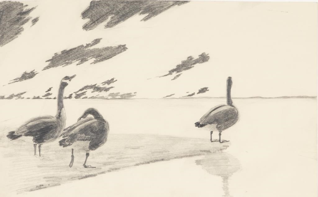 Appraisal: Daybreak Two Works pencil drawing by in estate stamped and