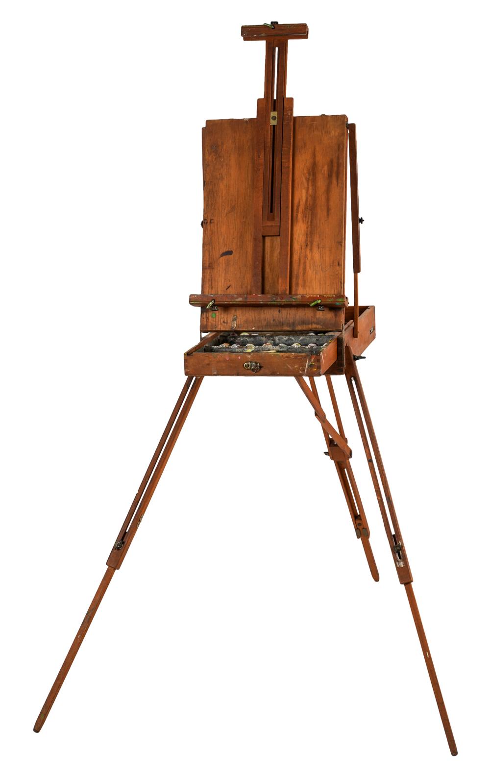 Appraisal: PORTABLE CONVERTIBLE ARTIST'S EASEL PAINTBOXunsigned closed x inches open inches