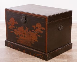 Appraisal: Asian Camphor Wood Chest Lacquered Painted Large lacquered and paint