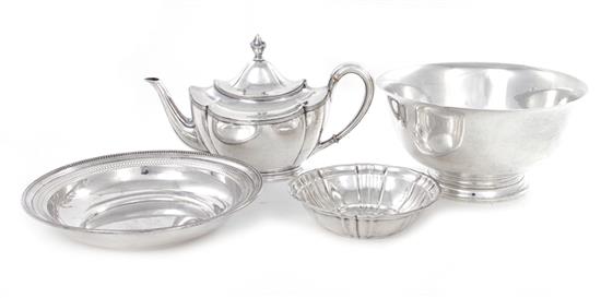 Appraisal: American sterling bowls and German silver teapot Gorham Revere bowl