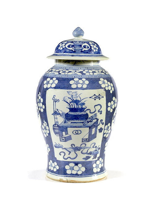 Appraisal: A Chinese blue and white vase and cover th Centurydecorated