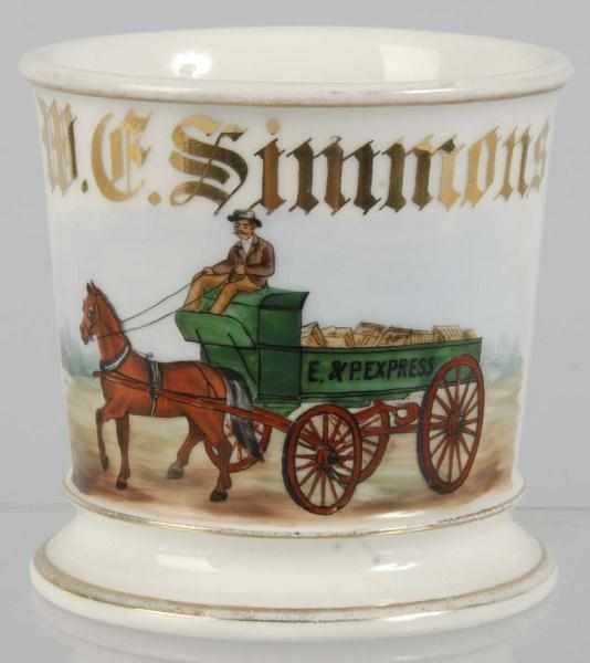 Appraisal: Horse-Drawn Express Delivery Wagon Shaving Mug Description Marked W F