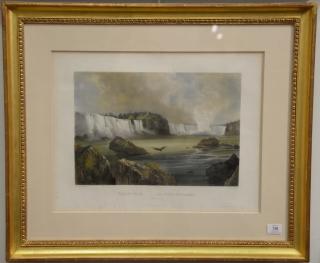 Appraisal: After Carl Bodmer hand colored aquatint engraving Niagara Falle Les