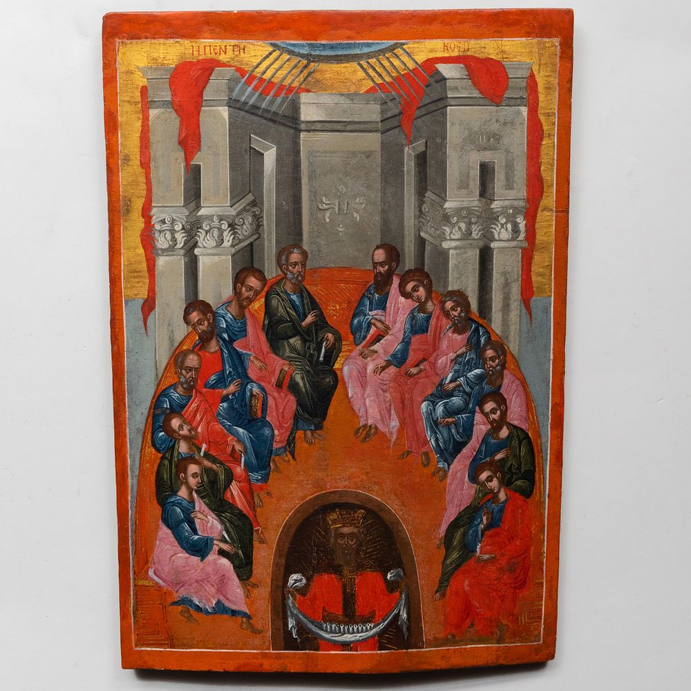 Appraisal: Greek Icon Depicting the Pentecost x in Note For a