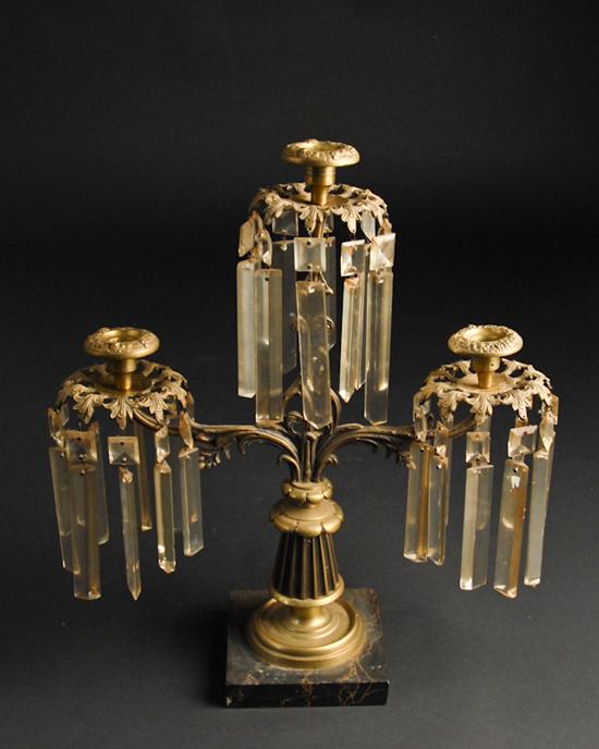 Appraisal: A Triple Branch Lustre of brass with acanthus branch arms