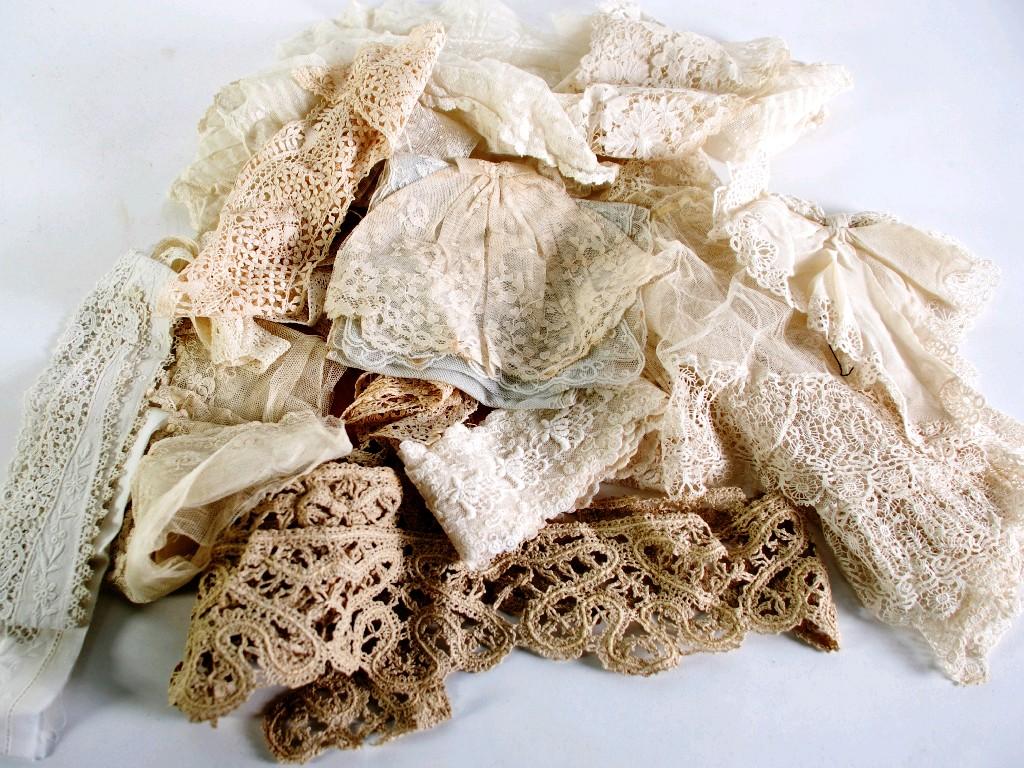 Appraisal: QUANTITY OF VICTORIAN EDWARDIAN LADY'S LACE DRESS ACCESSORIES shawl etc