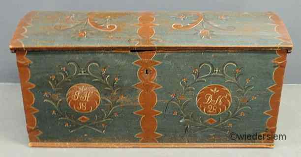 Appraisal: Continental dome-lid wedding chest dated and initials T H ''