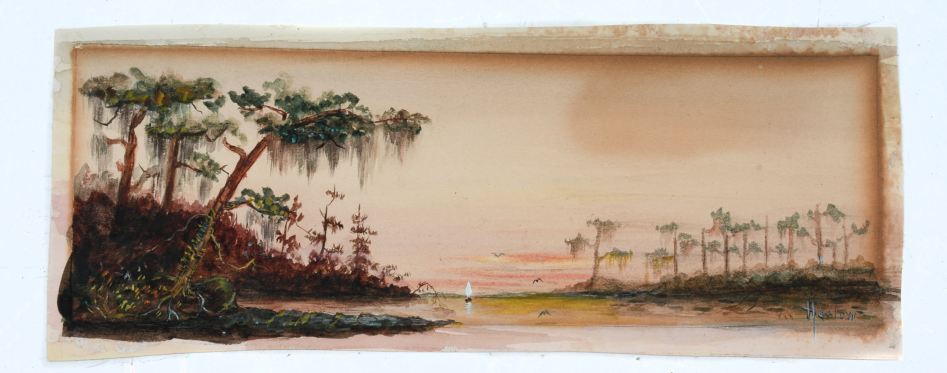 Appraisal: HARLOW Louis Kinney American - Florida River Scene Watercolor image