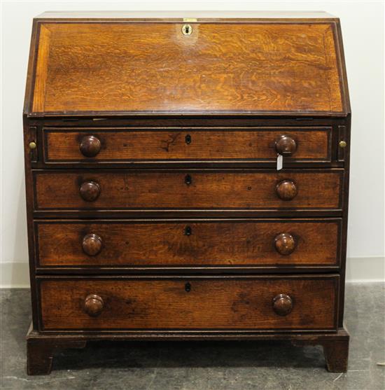 Appraisal: Sale Lot An American Oak Slant-Front Bureau Height x width