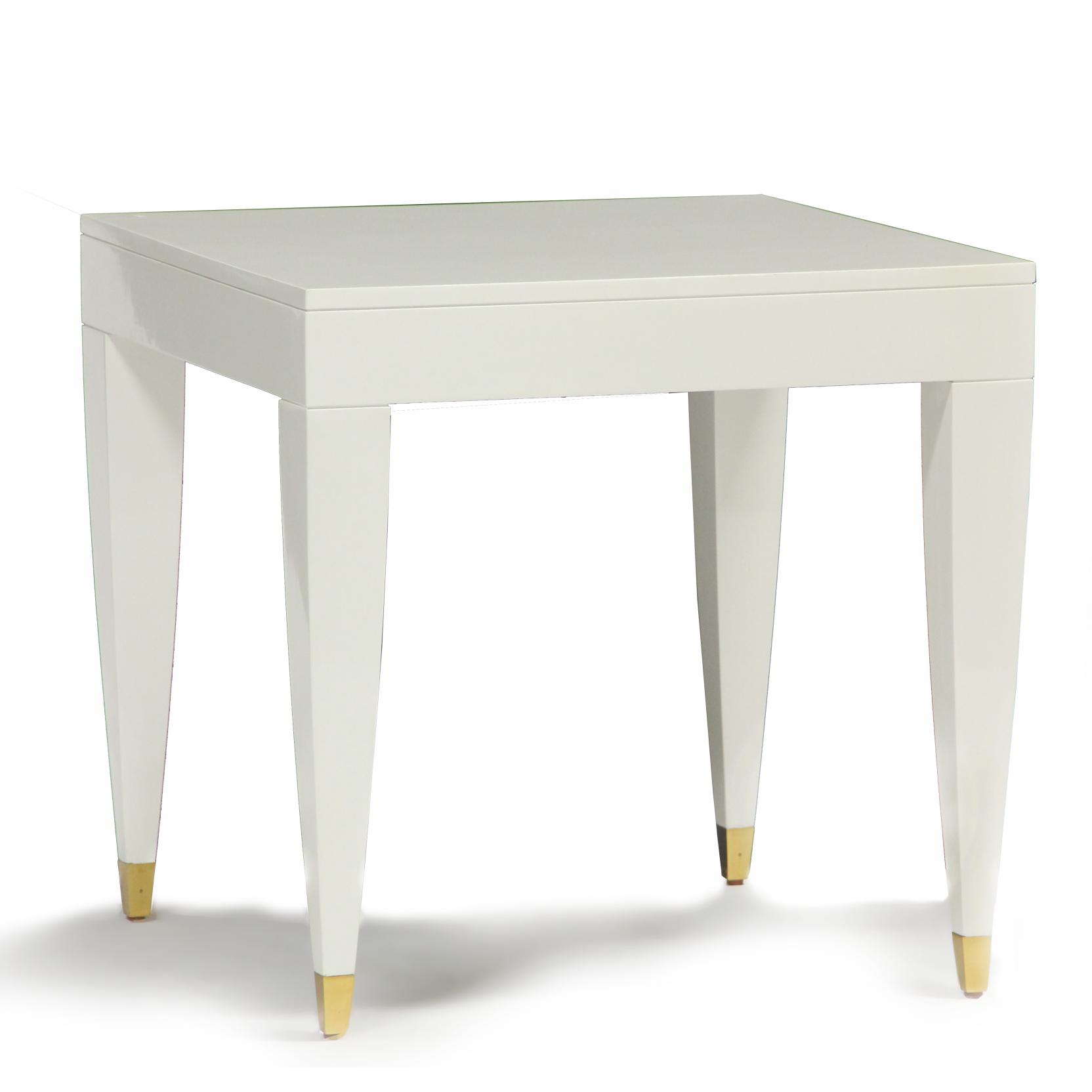 Appraisal: Modernist White Lacquer Occasional Table contemporary square form tapered legs