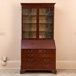 Appraisal: George III mahogany bureau bookcase George III mahogany bureau bookcase