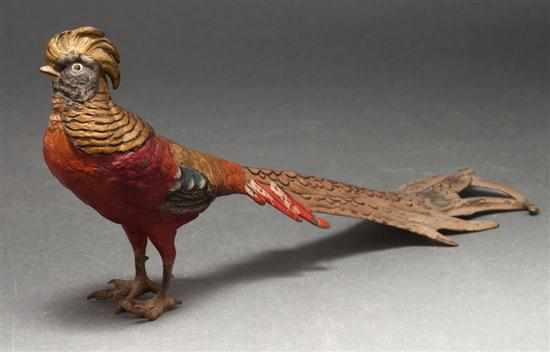 Appraisal: Austrian cold painted bronze bird of paradise figure elaborate polychrome