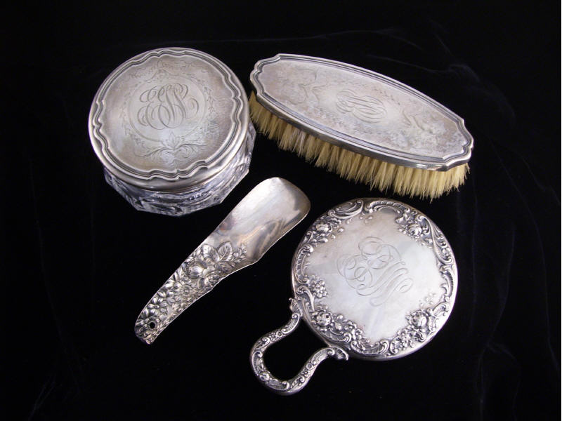 Appraisal: pc Sterling Dresser Items Includes Reed Barton sterling covered powder