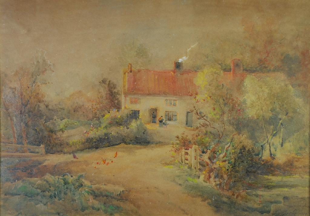 Appraisal: F W BOOTH b WATERCOLOUR Cottage scene signed and dated