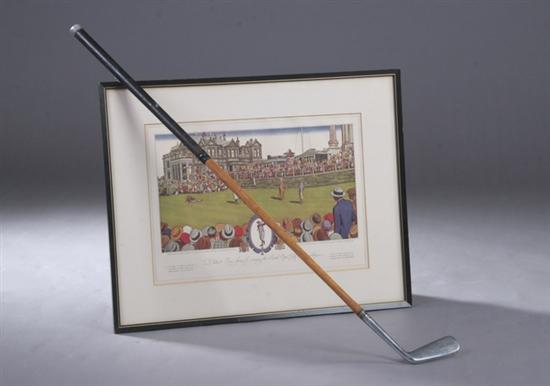 Appraisal: GOLF PUTTER USED BY BOBBY JONES ACCOMPANIED BY GOLF PRINT