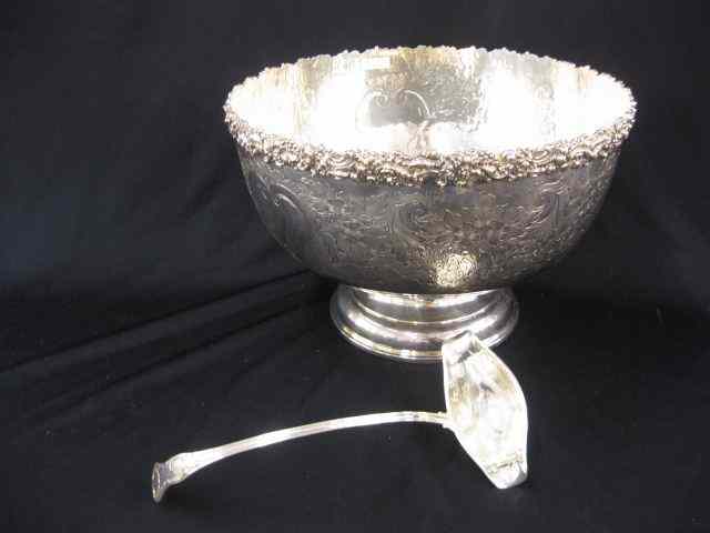 Appraisal: Ellis Barker Silverplate Punchbowl fancy enameled floral '' diameter ''