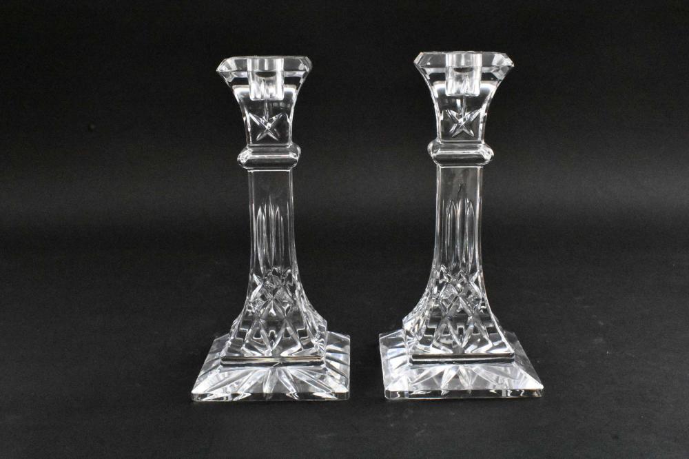 Appraisal: PAIR OF WATERFORD GLASS CANDLESTICKSMarked on the underside Colorless with