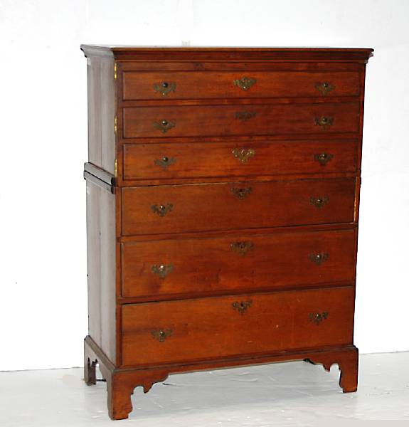 Appraisal: A Chippendale maple chest on chest th century bracket feet