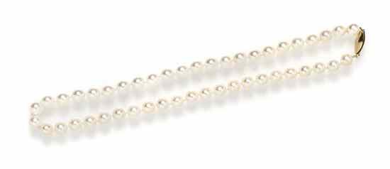 Appraisal: A Single Strand Cultured Pearl Necklace consisting of pearls measuring